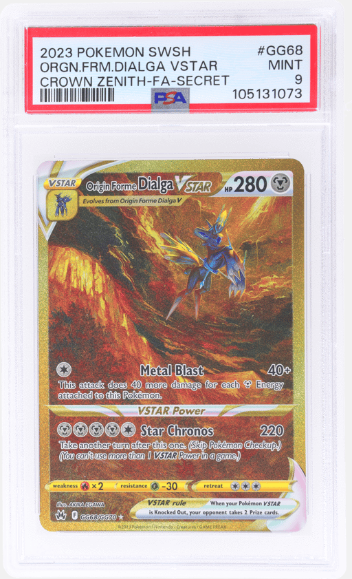 2023 Pokemon Sword and Shield Crown Zenith Secret Rare Origin Forme Dialga Vstar #GG68 PSA 9