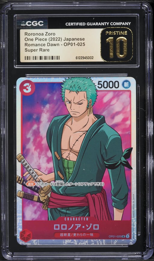 2022 One Piece Romance Dawn SR Roronoa Zoro #OP01-025 CGC 10 PRISTINE