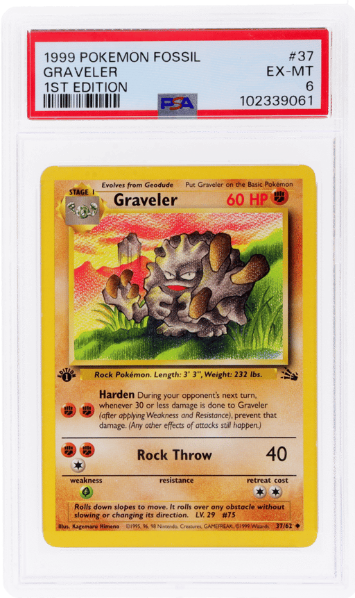 1999 Pokemon Fossil 1st Edition Graveler #37 PSA 6