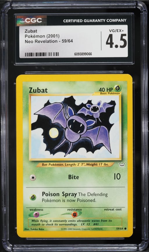 2001 Pokemon Neo Revelation Zubat #59 CGC 4.5 VGEX+