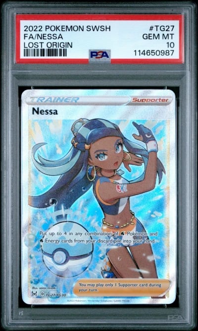 2022 POKEMON SWORD & SHIELD LOST ORIGIN #TG27 FULL ART/NESSA PSA 10