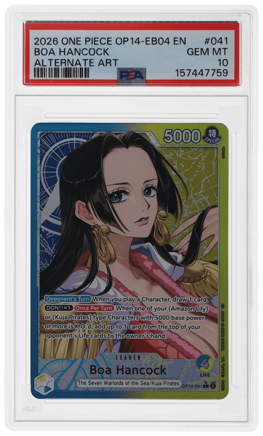 2026 One Piece the Azure Sea's Seven Extra Booster Alternate Art Boa Hancock #OP14-041 PSA 10