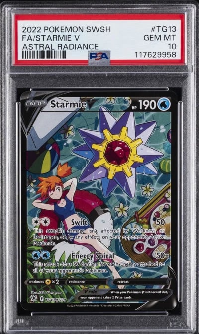 2022 POKEMON SWORD & SHIELD ASTRAL RADIANCE #TG13 FULL ART/STARMIE V PSA 10