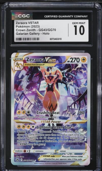 2023 Pokemon SWSH Crown Zenith Alt Art Zeraora VSTAR #GG43 CGC 10 GEM MINT