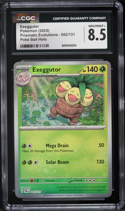 2025 Pokemon Scarlet & Violet Prismatic Evolutions Poke Ball Holo Exeggutor #2 CGC 8.5 NM-MT+