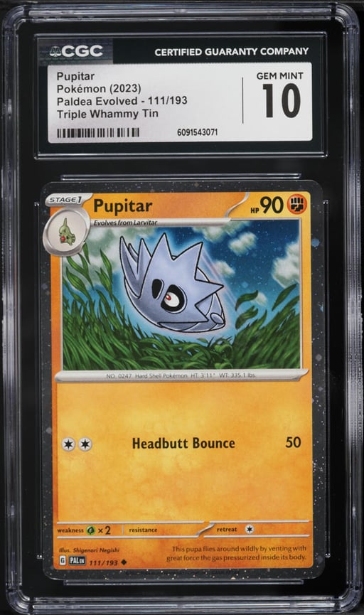 2023 Pokemon SV Paldea Evolved Triple Whammy Tin Pupitar #111 CGC 10 GEM MINT