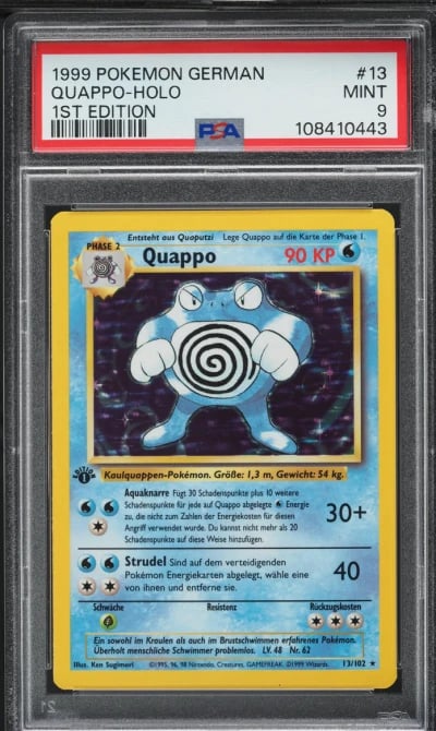 1999 Pokemon German Base Set 1st Edition Holo Poliwrath #13 PSA 9 MINT