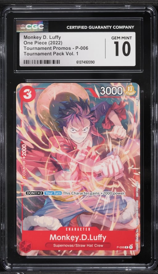 2022 One Piece Tournament Promo Pack Volume 1 Monkey D. Luffy #P-006 CGC 10 GEM MINT