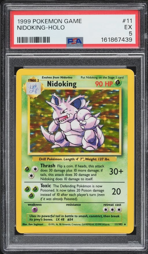 1999 Pokemon Base Set Holo Nidoking #11 PSA 5 EX