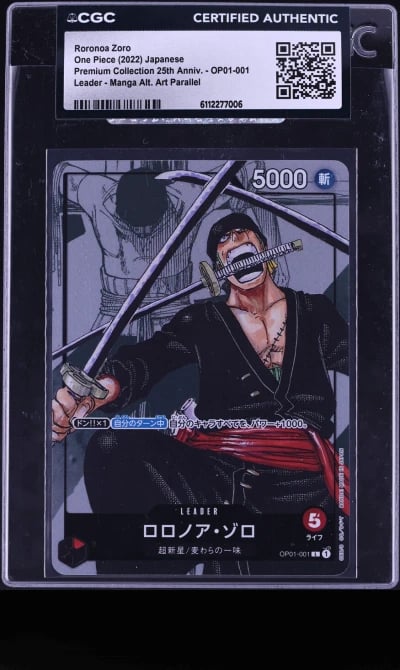 2022 One Piece Japanese Premium 25th Anniversary Manga Art Roronoa Zoro L #OP01-001 CGC AUTH