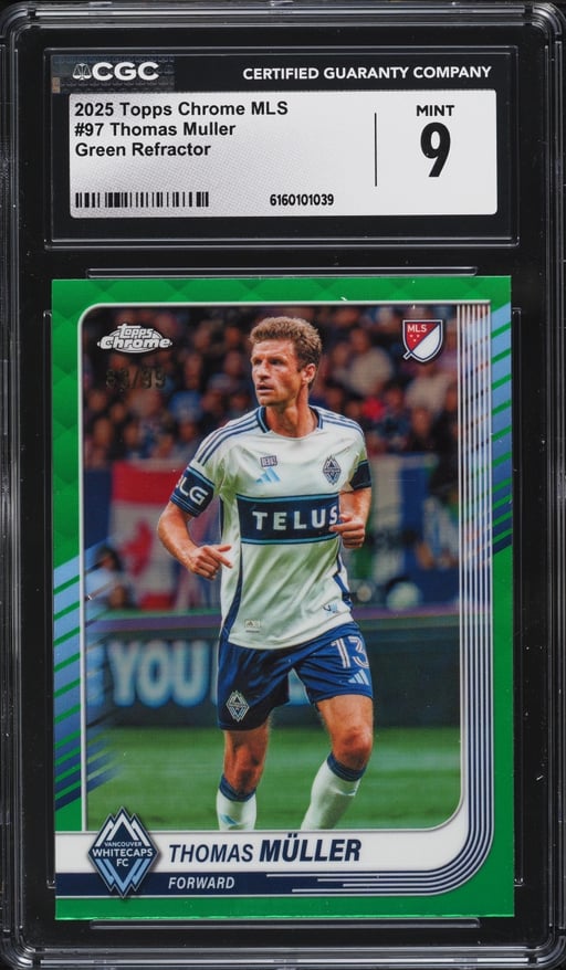 2025 Topps Chrome MLS Green Refractor Thomas Muller /99 #97 CGC 9 MINT