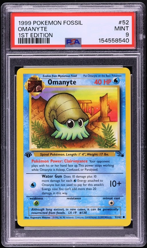 1999 Pokemon Fossil 1st Edition Omanyte #52 PSA 9 MINT