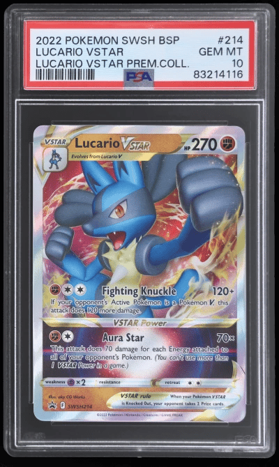 2022 Pokemon Sword and Shield Black Star Promos Premium Collection Lucario Vstar #SWSH214 PSA 10
