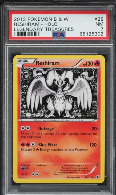2013 Pokemon Black & White Legendary Treasures Holo Reshiram #28 PSA 7 NRMT