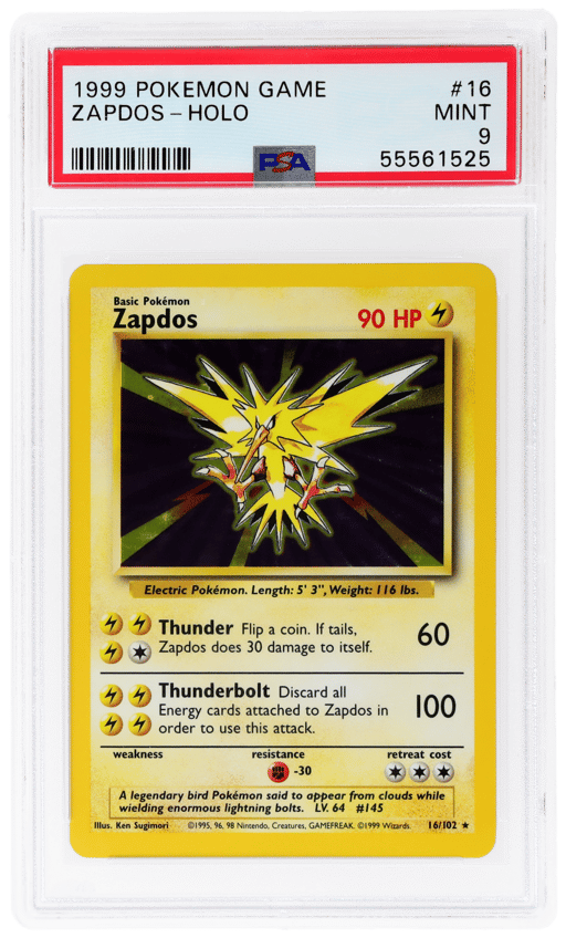 1999 Pokemon Base Set Holo Zapdos #16 PSA 9