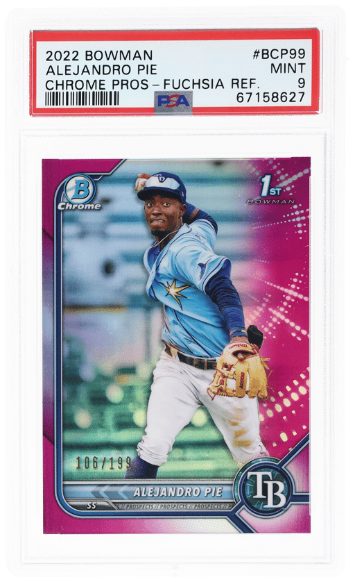 2022 Bowman Chrome Prospect Fuchsia Refractor Alejandro Pie #BCP99 106/199 PSA 9