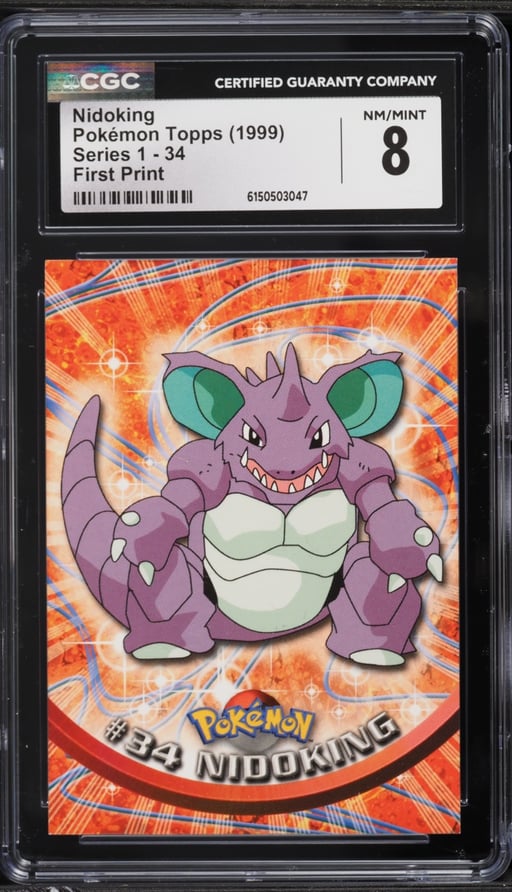 1999 Topps Pokemon Series 1 First Print Nidoking #34 CGC 8 NM-MT