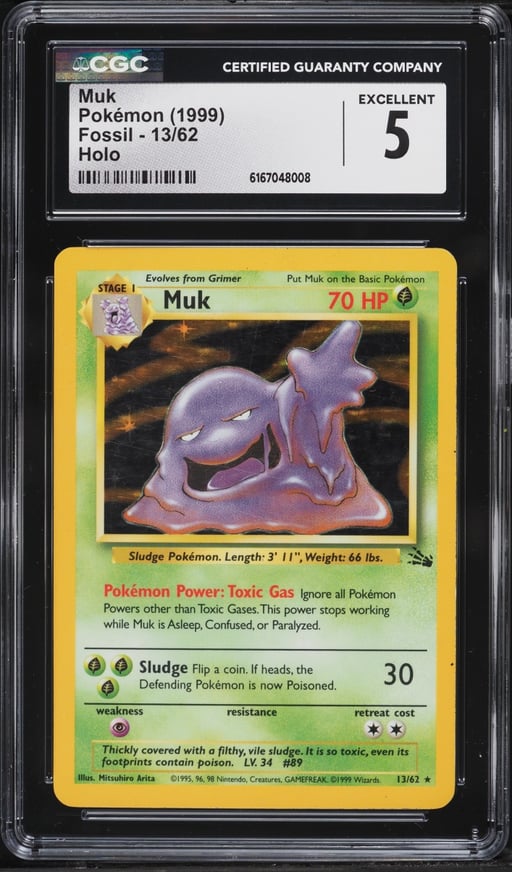 1999 Pokemon Fossil Holo Muk #13 CGC 5 EX