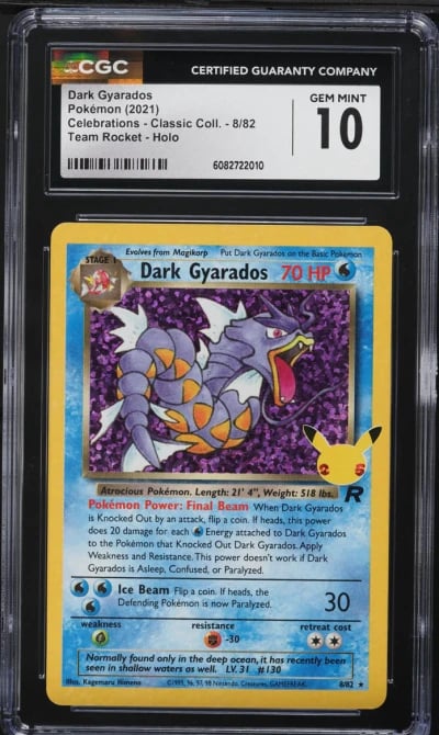 2021 Pokemon SWSH Celebrations Classic Holo Dark Gyarados #8 CGC 10 GEM MINT