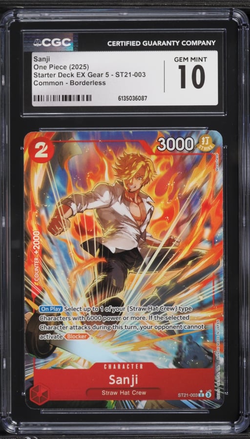 2025 One Piece Starter Deck EX Gear 5 Borderless Alt Art Sanji #ST21-003 CGC 10 GEM MINT