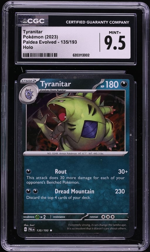 2023 Pokemon Scarlet & Violet Paldea Evolved Holo Tyranitar #135 CGC 9.5 MINT+