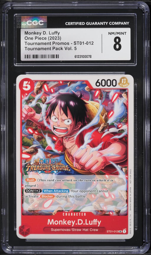2023 One Piece Tournament Promo Tournament Pack Vol 5 Monkey D Luffy #ST01-012 CGC 8 NM-MT