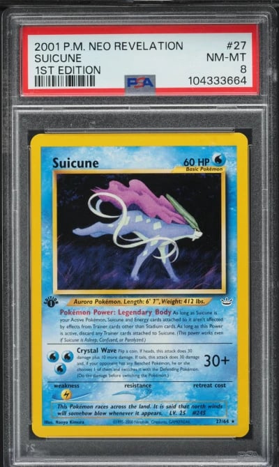 2001 Pokemon Neo Revelation 1st Edition Suicune #27 PSA 8 NM-MT