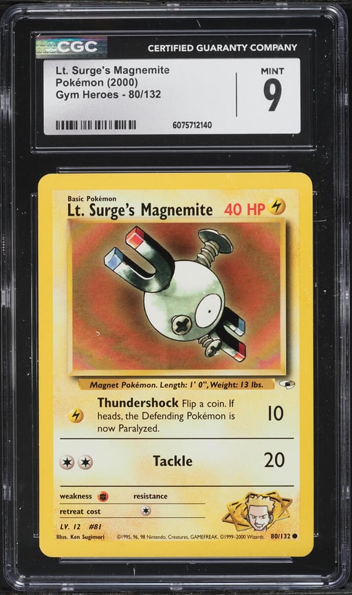 2000 Pokemon Gym Heroes Lt. Surge's Magnemite #80 CGC 9 MINT