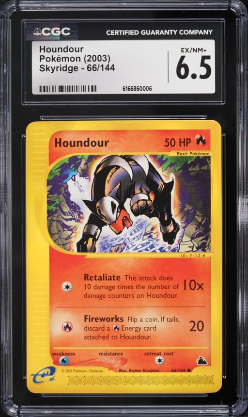 2003 Pokemon Skyridge Houndour #66 CGC 6.5 EXMT+
