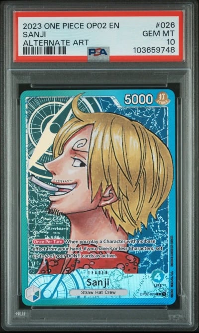 2023 ONE PIECE OP02-PARAMOUNT WAR ALTERNATE ART #026 SANJI PSA 10