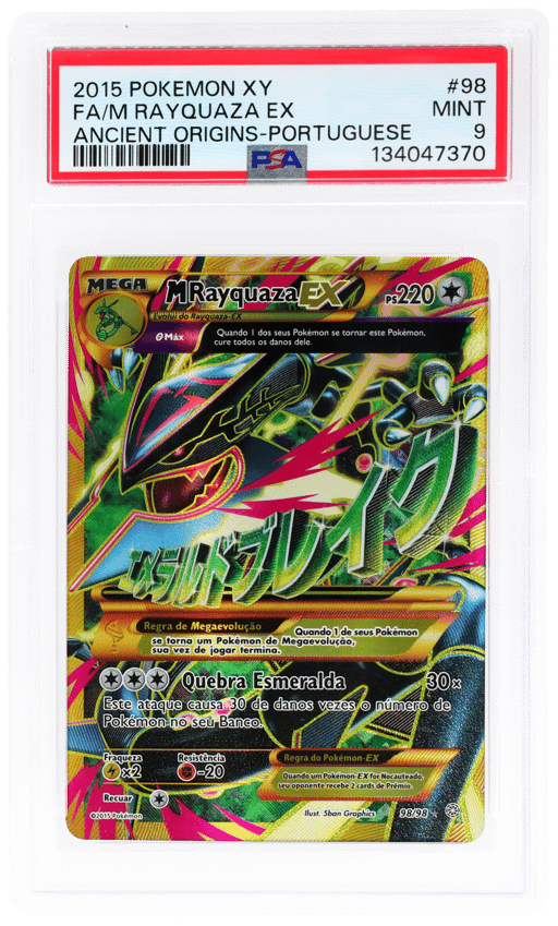 2015 Pokemon XY Ancient Origins Portuguese M Rayquaza Ex #98 PSA 9