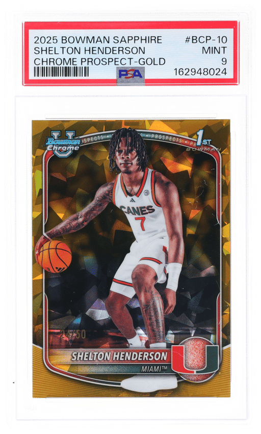 2025 Bowman Sapphire Edition Chrome Prospect Gold Shelton Henderson #BCP-10 24/50 PSA 9