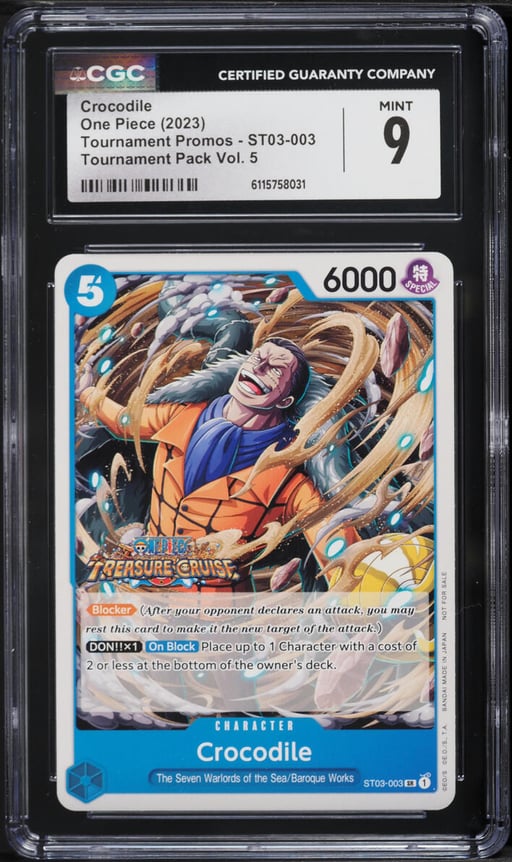 2023 One Piece Tournament Promos Tournament Pack Vol. 5 Crocodile #ST03-003 CGC 9 MINT