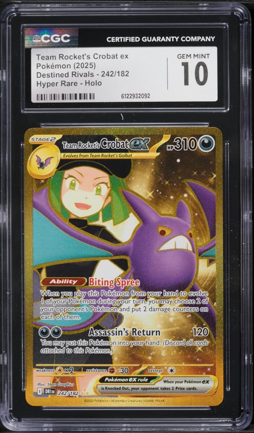 2025 Pokemon Scarlet & Violet Destined Rivals Gold Rare Team Rocket's Crobat ex #242 CGC 10 GEM MINT