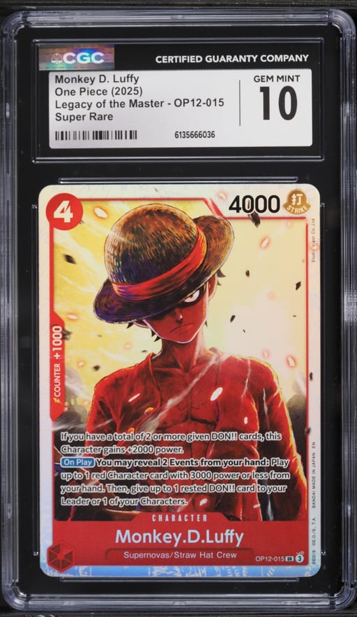 2025 One Piece Legacy Of The Master SR Monkey D. Luffy #OP12-015 CGC 10 GEM MINT