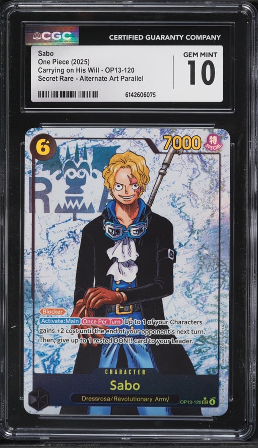 2025 One Piece Carrying On His Will Alt Art Sabo #OP13-120 CGC 10 GEM MINT