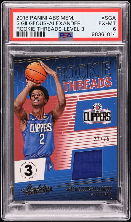 2018 Absolute Threads Level 3 Shai Gilgeous-Alexander ROOKIE PATCH /75 PSA 6