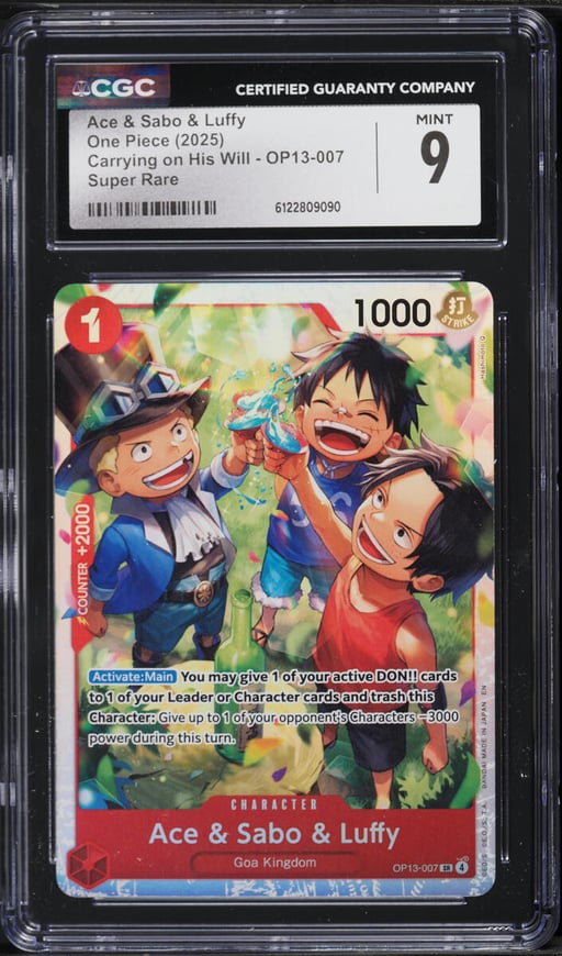 2025 One Piece Carrying On His Will SR Ace & Sabo & Luffy #OP13-007 CGC 9 MINT