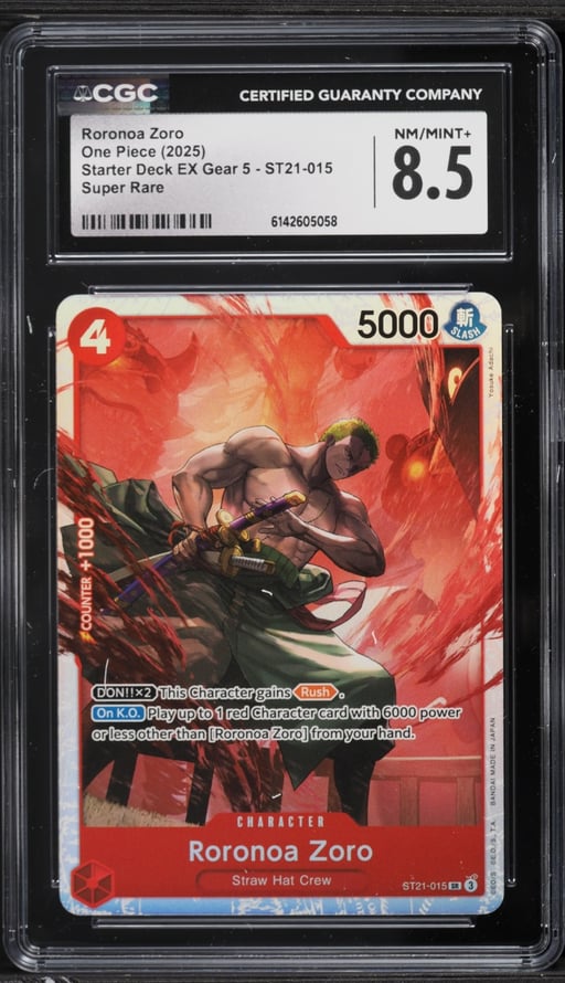 2025 One Piece Starter Deck EX Gear 5 SR Roronoa Zoro #ST21-015 CGC 8.5 NM-MT+