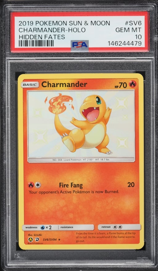 2019 Pokemon Sun & Moon Hidden Fates Shiny Charmander #SV6 PSA 10 GEM MINT