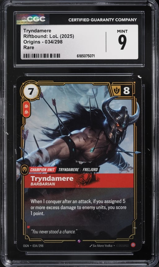 2025 Riftbound League Of Legends LoL Origins Tryndamere #34 CGC 9 MINT