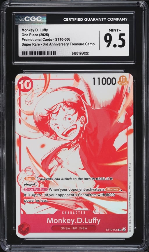 2025 One Piece Promo 3rd Treasure Campaign Super Rare Monkey D. Luffy #ST10-006 CGC 9.5 MINT+