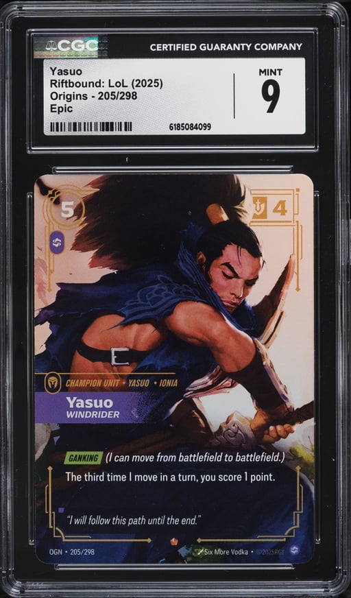 2025 Riftbound League Of Legends LoL Origins Yasuo #205 CGC 9 MINT