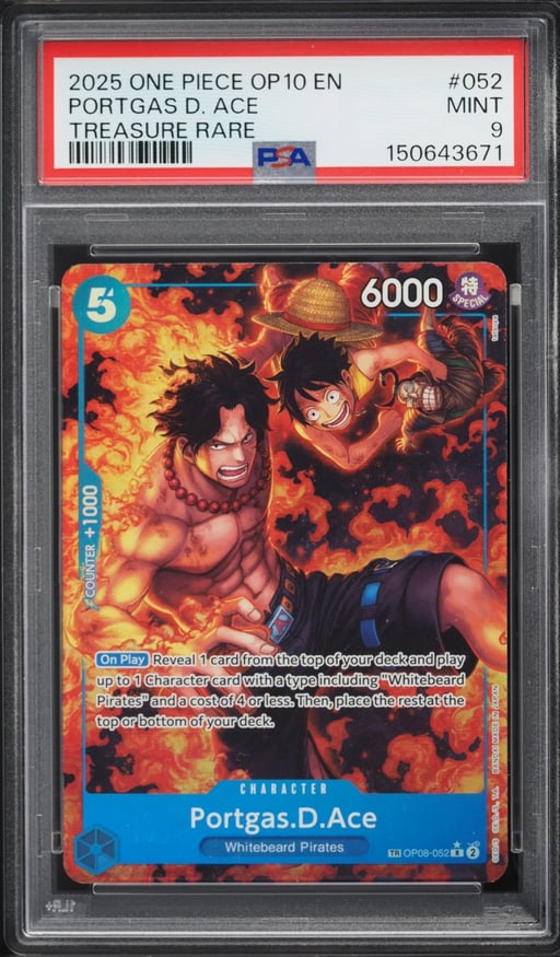 2025 One Piece Royal Blood Portgas D. Ace #OP08-052 PSA 9 MINT
