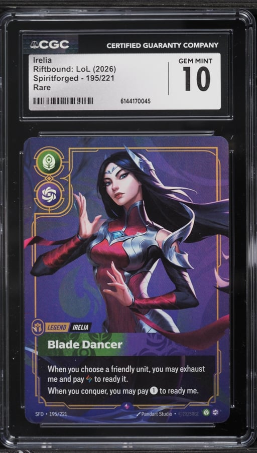 2026 Riftbound League Of Legends Spiritforged Irelia #195 CGC 10 GEM MINT