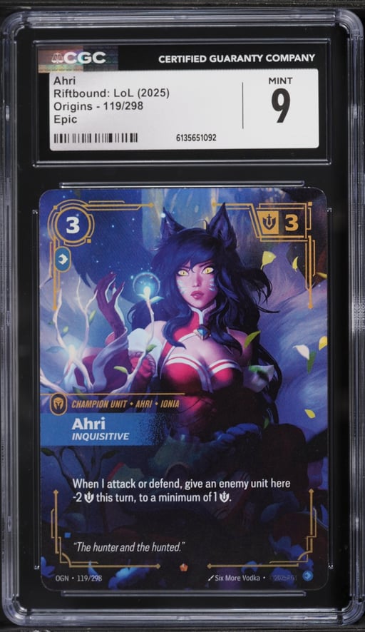 2025 Riftbound League Of Legends LoL Origins Ahri #119 CGC 9 MINT