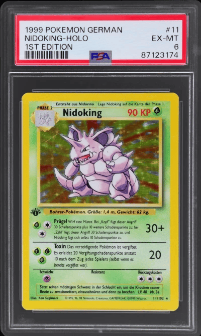 1999 Pokemon Base Set German 1st Edition Nidoking #11 PSA 6