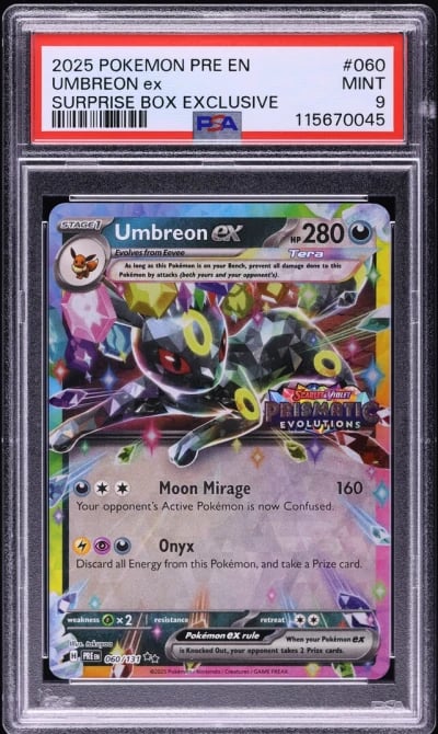 2025 Pokemon SV Prismatic Evolutions Surprise Box Umbreon ex #60 PSA 9 MINT