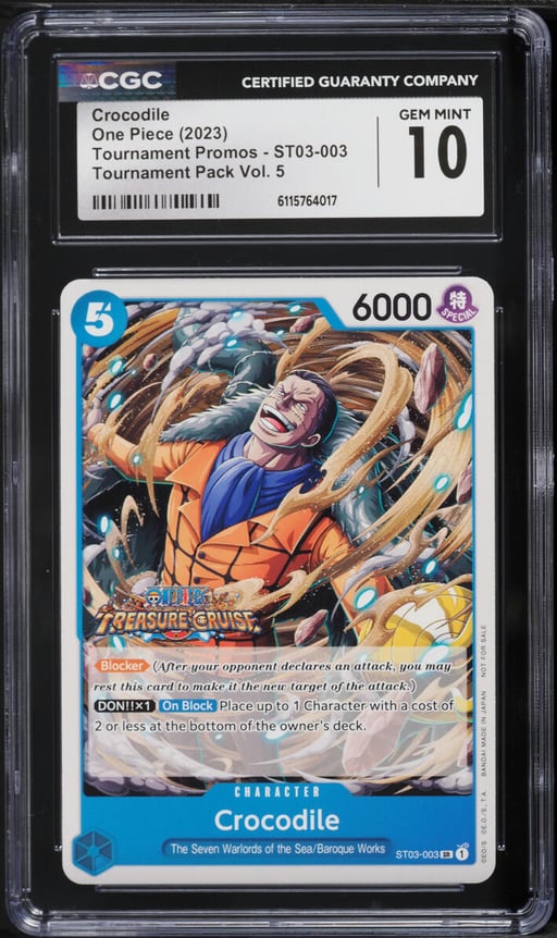 2023 One Piece Tournament Promos Tournament Pack Vol. 5 Crocodile #ST03-003 CGC 10 GEM MINT