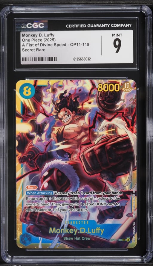 2025 One Piece A Fist Of Divine Speed SEC Monkey D. Luffy #OP11-118 CGC 9 MINT
